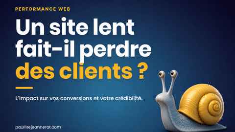 Site lent, perte d eclients ? Illustration d'un escargot doré sur fond bleu marine, thématique de la lenteur d'un site web et de son impact sur les conversions
