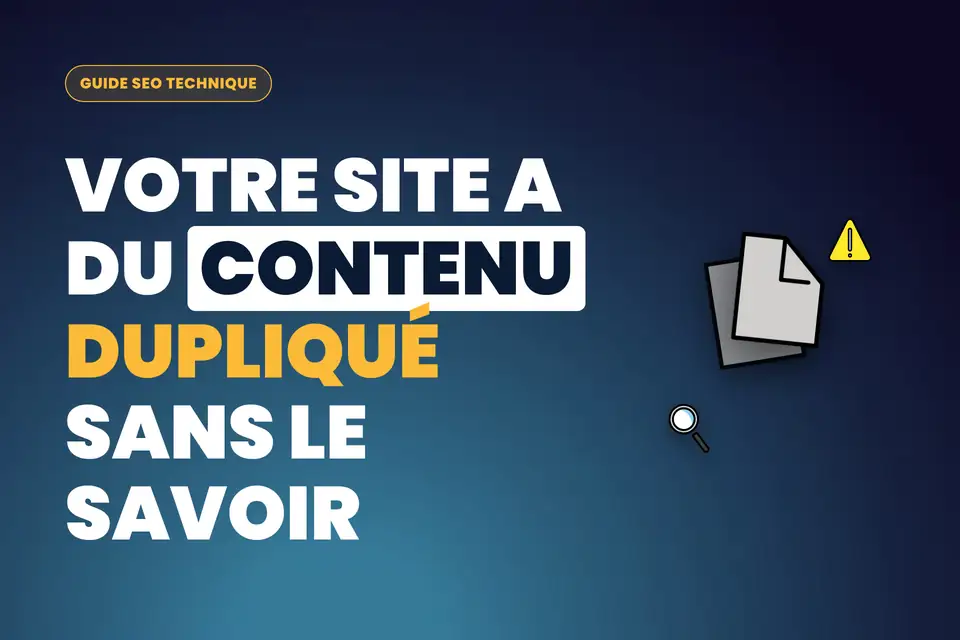 Illustration de couverture sur la correction du contenu dupliqué WordPress, avec une loupe et une page web dédoublée